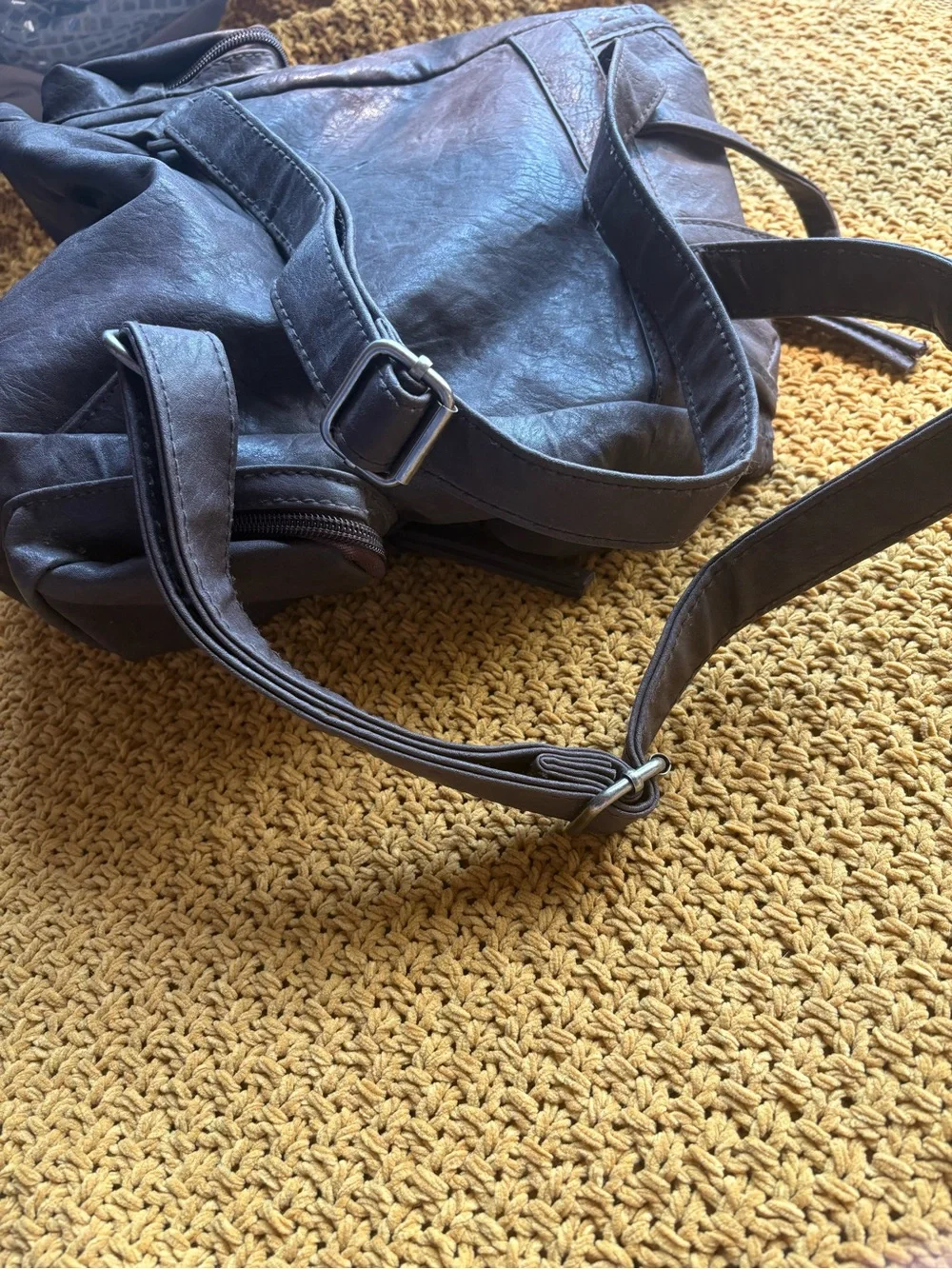 Bueno Brown Faux Leather Mini Backpack Y2K Boho Multi Pocket Utility Bag